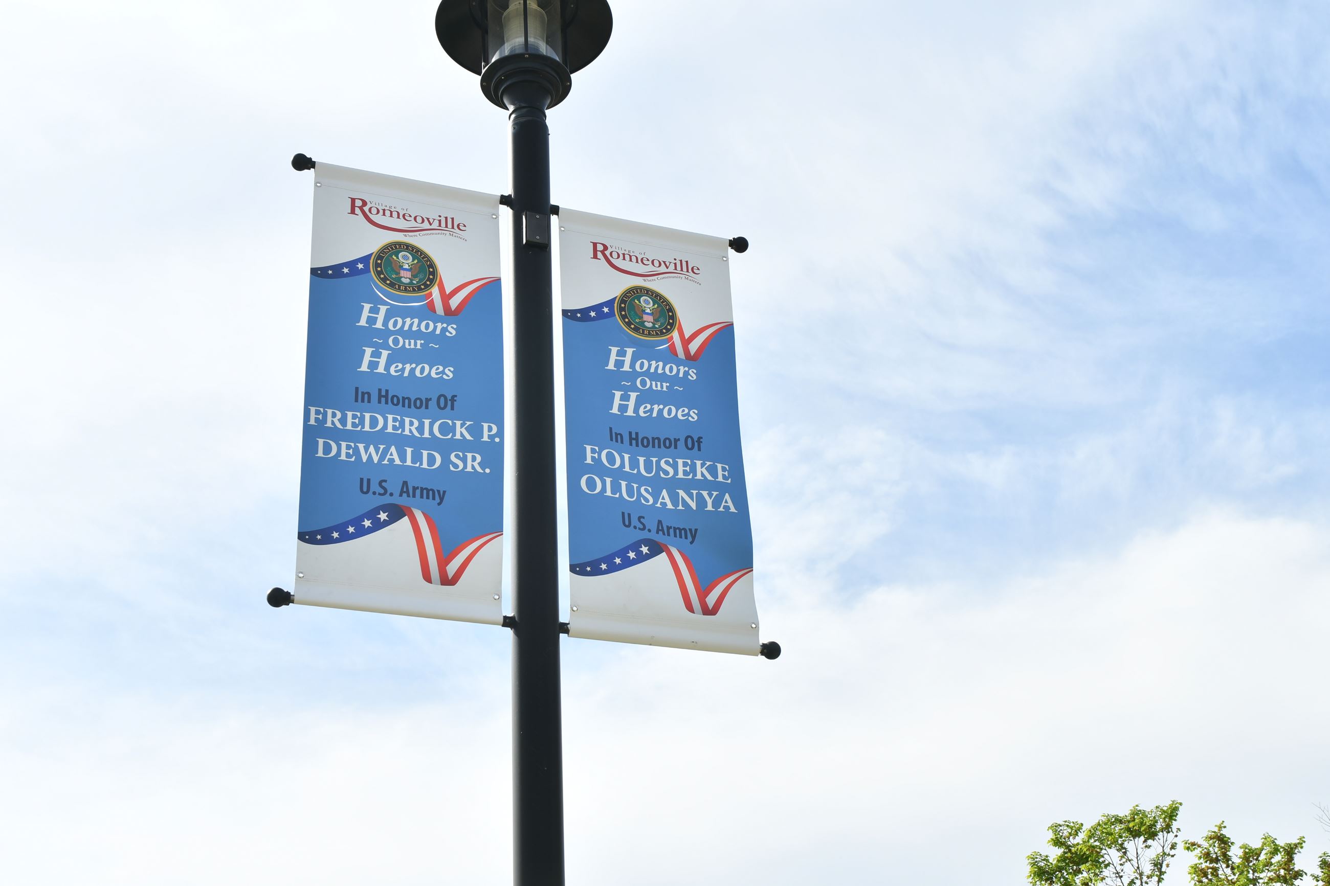 Picture of two 2025 Vetterans Banners hanging up