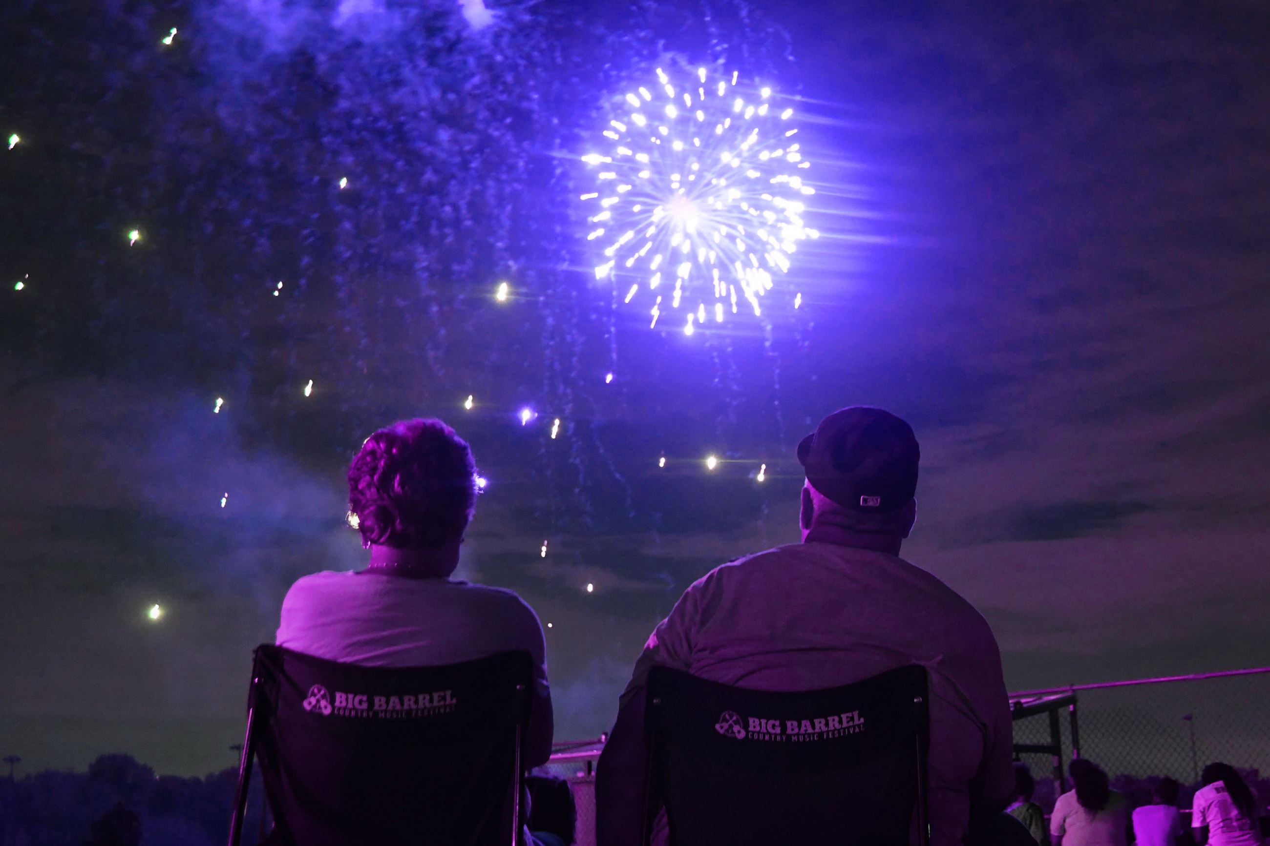 Couple sitting and watching the 3rd of July Fireworks display