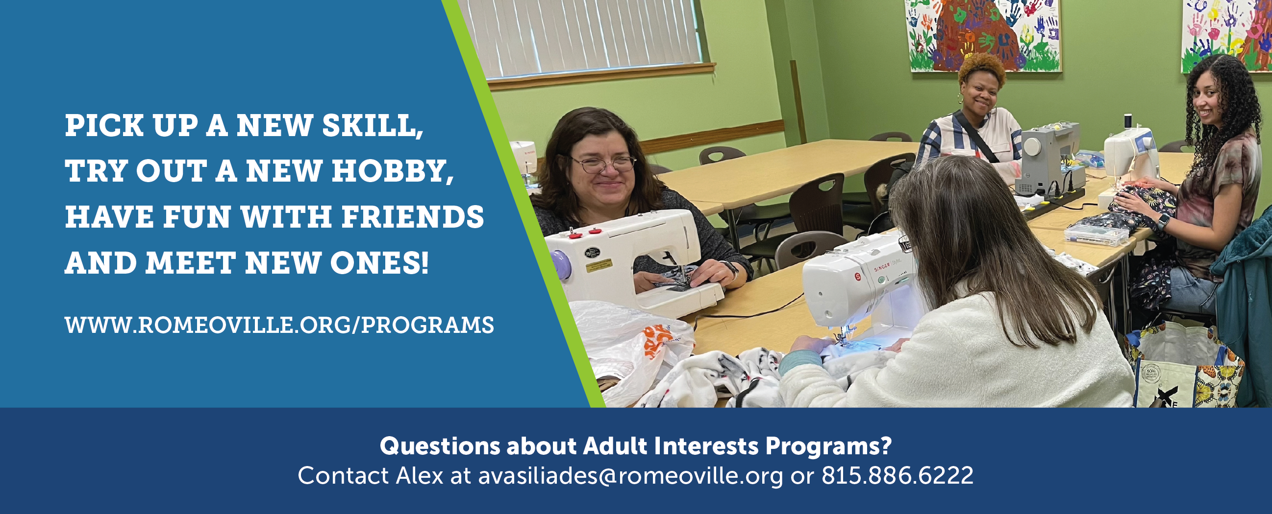 Adult Interests pictures a group of ladies in a sewing class